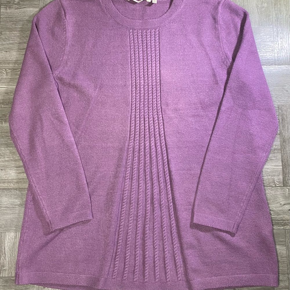 Soft Surroundings Women's Sydney Sweater Cable Knit Relaxed Viscose Purple XL